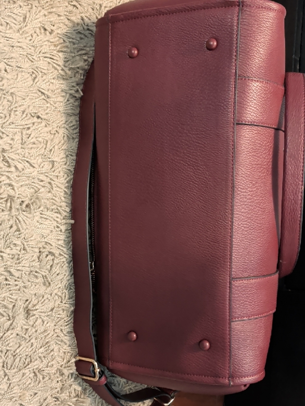 Poppy & Peonies Wine Red Tote with Matching Pouches Berry Color - Picture 10 of 10